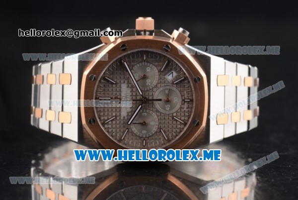 Audemars Piguet Royal Oak Miyota Quartz Two Tone Case/Bracelet with Grey Dial and Stick Markers - Click Image to Close